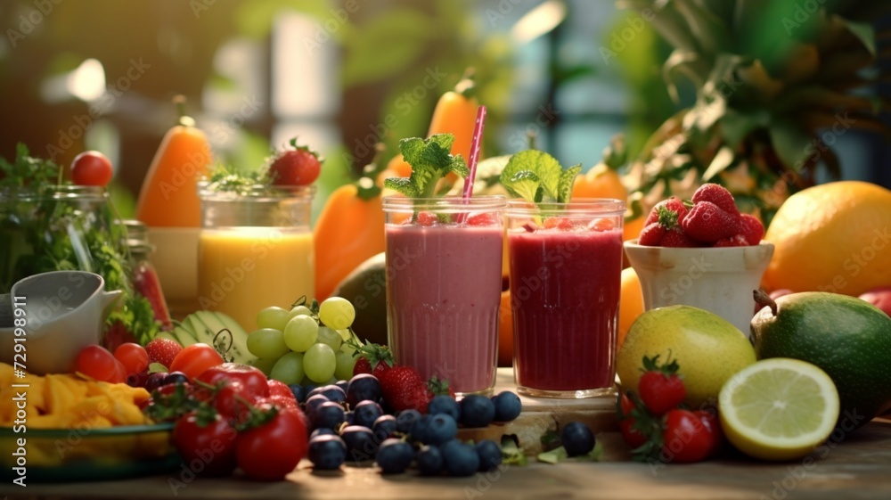 fruit cocktail with fruits. generative ai fruit cocktail with fruits. generative ai
