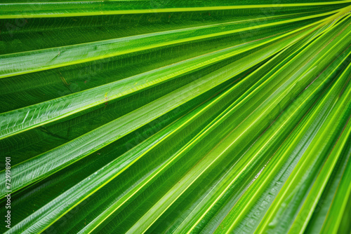 A close-up of a natural, vibrant green palm leaf texture © Veniamin Kraskov