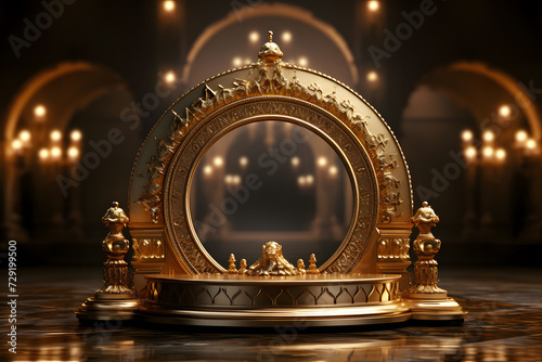  luxury golden textured acient type ramadan podium photo