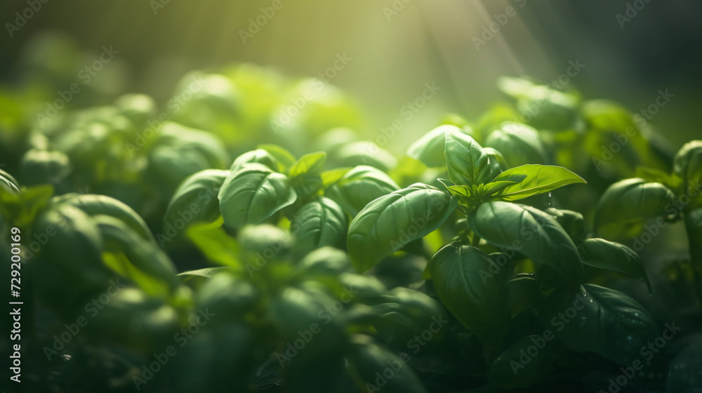 sunlit basil leaves showcasing their texture and vibrant green color sunlit basil leaves showcasing their texture and vibrant green color