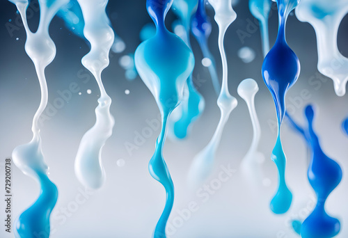 Color drop of blue and white paint underwater photo