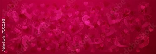 Background of large and small hearts in red and pink colors. Illustration on Valentine Day