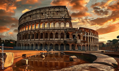 View of the Colosseo Romano (Roman Coliseum) in Roma, Lazio, Italy. photo