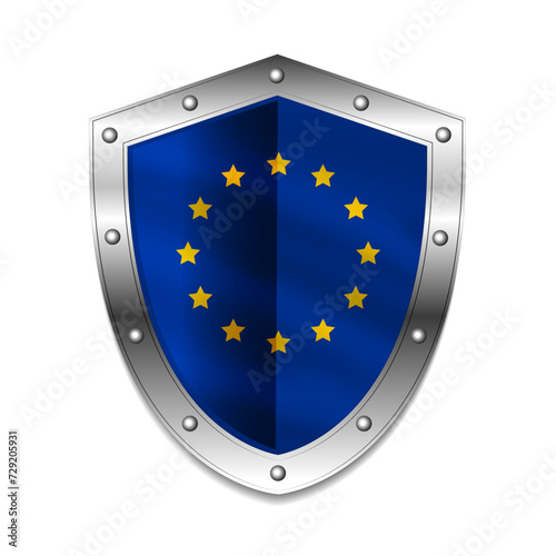 European union flag on shield vector illustration