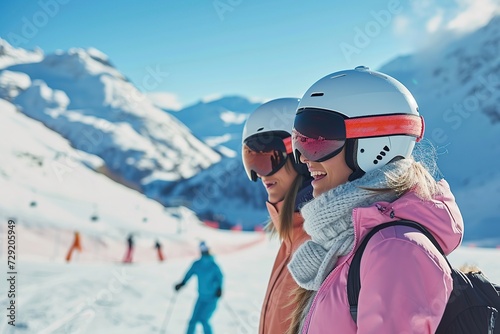 Young couple skiing on winter vacation