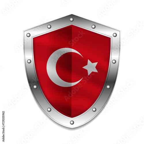 Turkey flag on shield vector illustration