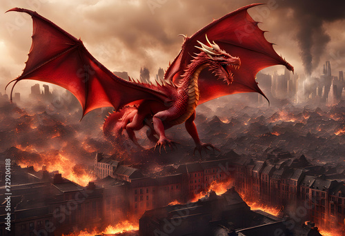 3d image of a great red dragon photo