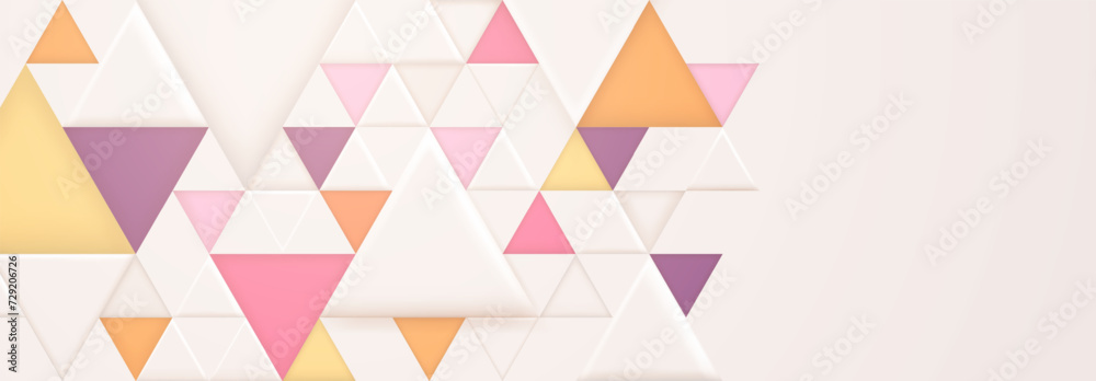 Abstract background with large and small colored triangular shapes on white Abstract background with large and small colored triangular shapes on white