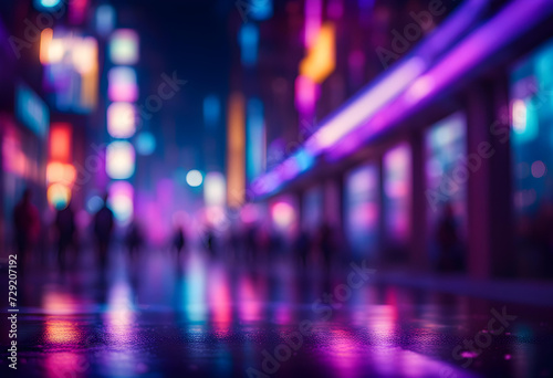 Blurred, out of focus photo, night neons bokeh,