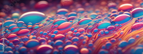 Vivid Liquid Rainbow with Floating Spheres photo
