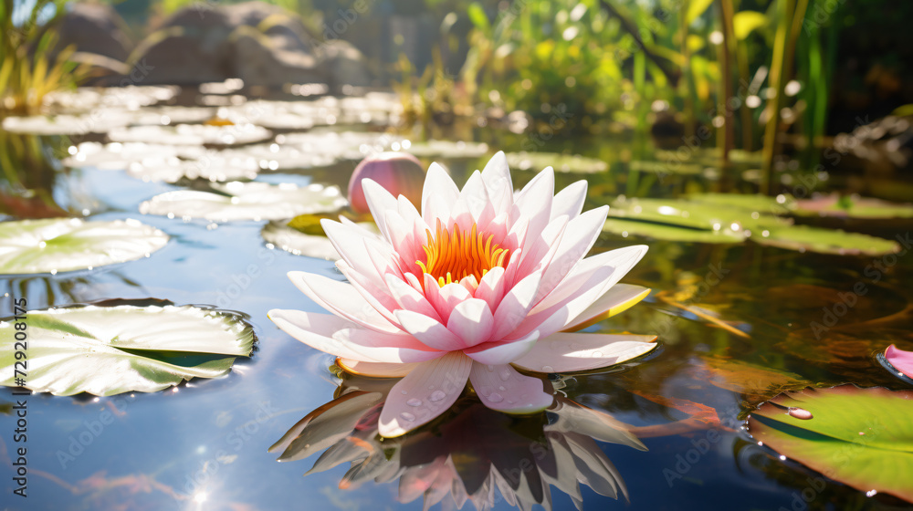 White pink water lily