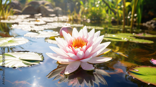 White pink water lily