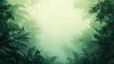 Toon, soft pastel, full page gradient, light green top to dark green bottom, vignetted, professional, iconic, popular, trendy, high quality, rain forest environment