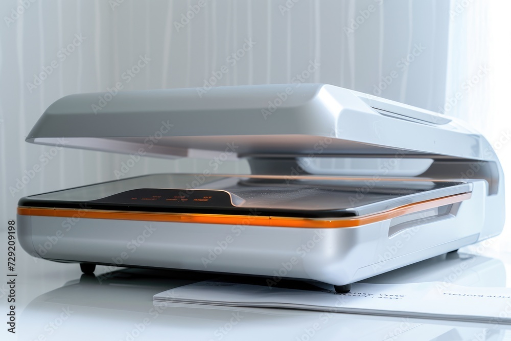 A laptop computer placed on top of a desk. Suitable for technology-related articles or office-themed designs