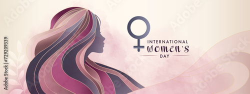 International women’s day 8 March. Banner poster or greeting card. Background design copy space © melita
