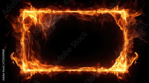 A square of fire on a black background. Perfect for adding a fiery touch to designs or illustrations
