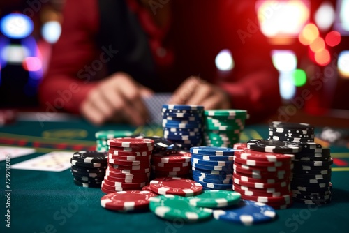 man with a pile of chips in front of him at a casino table