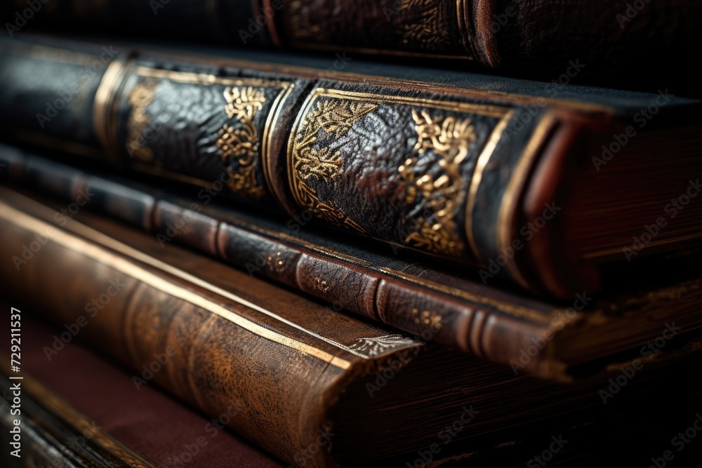 A stack of old books sitting on top of each other. Perfect for educational or nostalgic projects A stack of old books sitting on top of each other. Perfect for educational or nostalgic projects