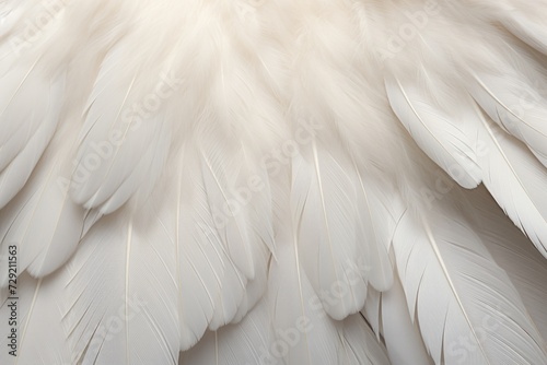 A detailed view of the feathers of a white bird. This image can be used in various projects related to birds, nature, and wildlife © Fotograf
