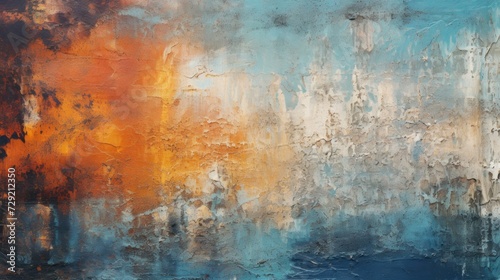 An abstract painting featuring vibrant orange and blue colors. Suitable for use in various artistic and creative projects