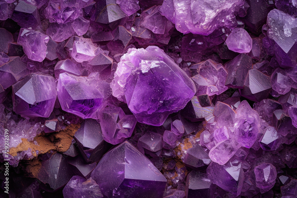 Vibrant Purple Crystals Resting on Table Vibrant Purple Crystals Resting on Table