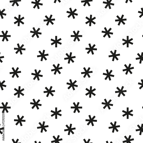 Seamless pattern with black stars or snowflakes