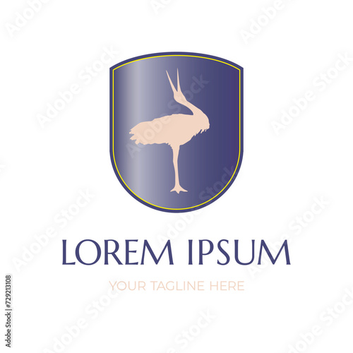 Crane silhouette of bird. Logo template design for a zoo, nature conservation or farm. Vector illustration.
