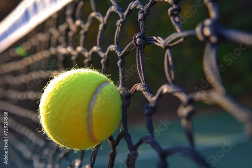 tennis ball spinning closely by the net © stickerside