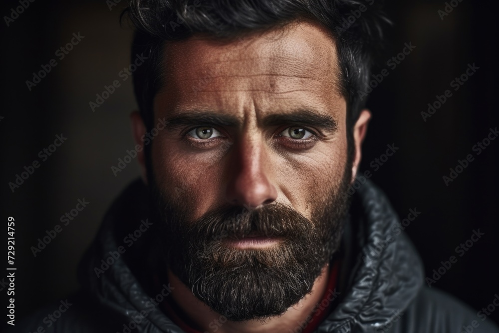 A close-up photograph of a man with a beard. This image can be used to depict masculinity, fashion, or grooming trends A close-up photograph of a man with a beard. This image can be used to depict masculinity, fashion, or grooming trends