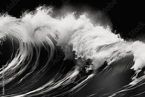 A captivating black and white photo capturing the intensity of a large wave. Perfect for adding drama and depth to any project