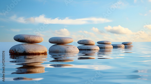 zen stones on the beach  generative ai