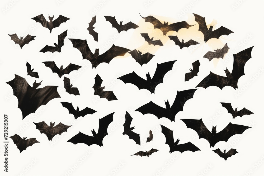 A group of bats flying in the sky. Perfect for Halloween or spooky-themed designs A group of bats flying in the sky. Perfect for Halloween or spooky-themed designs