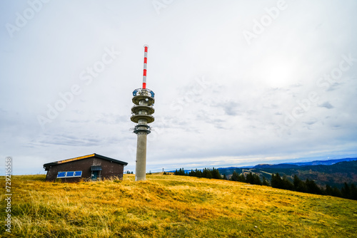 Landscape in autumn at Feldberg in the Black Forest. Feldbergsteig hiking trail. Nature in the Breisgau-Hochschwarzwald district in Baden-Württemberg.
 photo