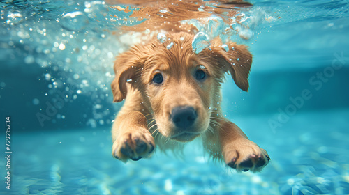 dog swimming in pool, generative ai