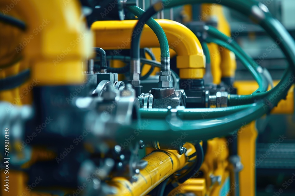 A detailed view of a collection of pipes and wires. This image can be used to illustrate industrial processes or as a background for technology-related designs