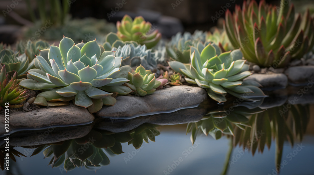 Obraz premium close-up images of the pristine rosettes of succulents.