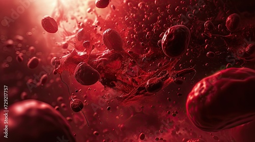 red blood cells move through a blood vessel photo