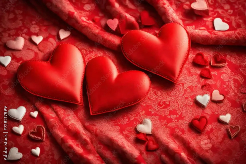 red hearts on a red background