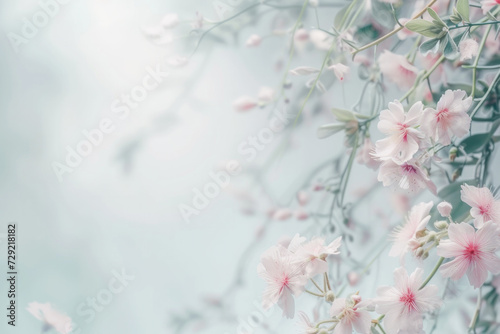 Blurry Pink Flowers on Branch