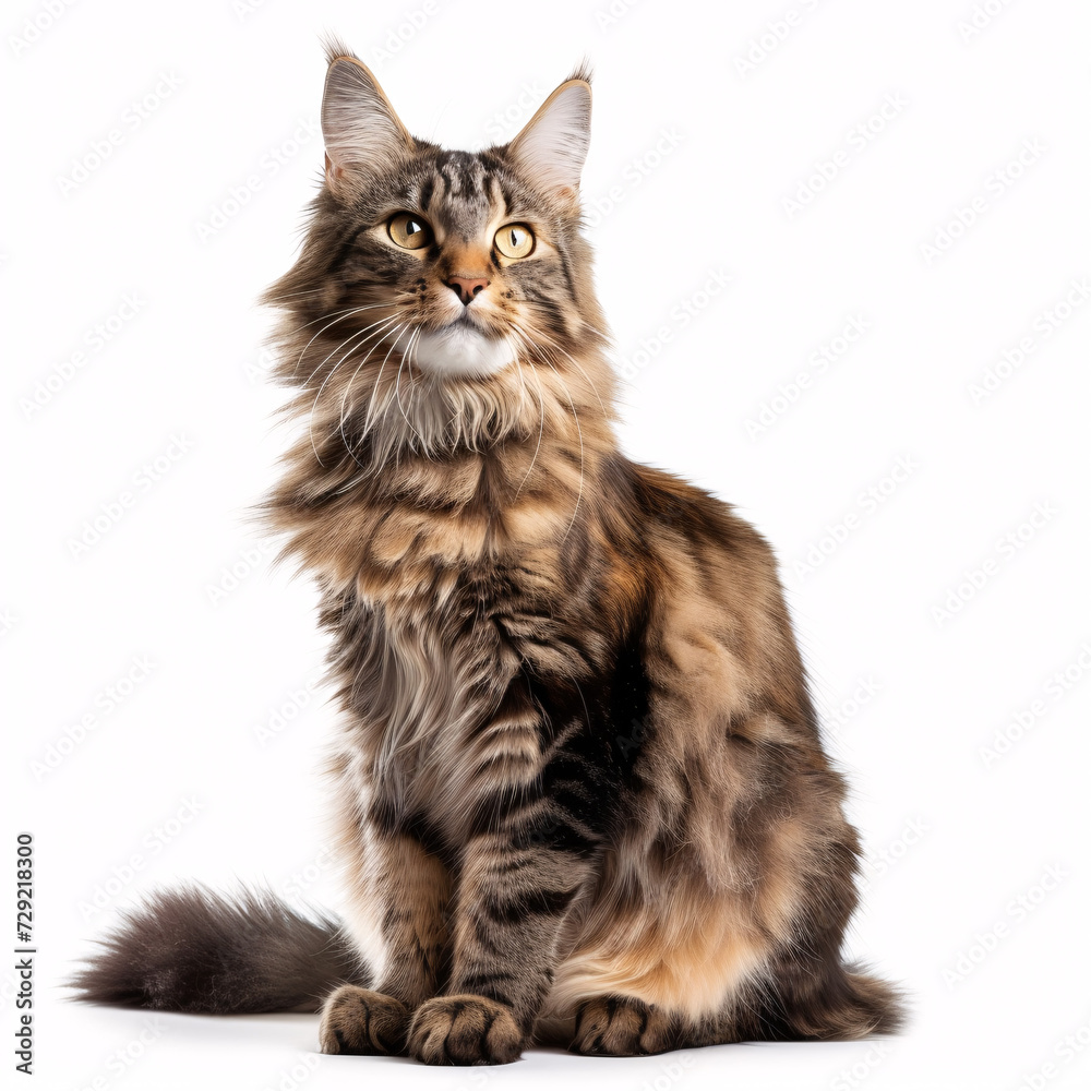 Cat isolated on white background with full depth of field and deep focus fusion
