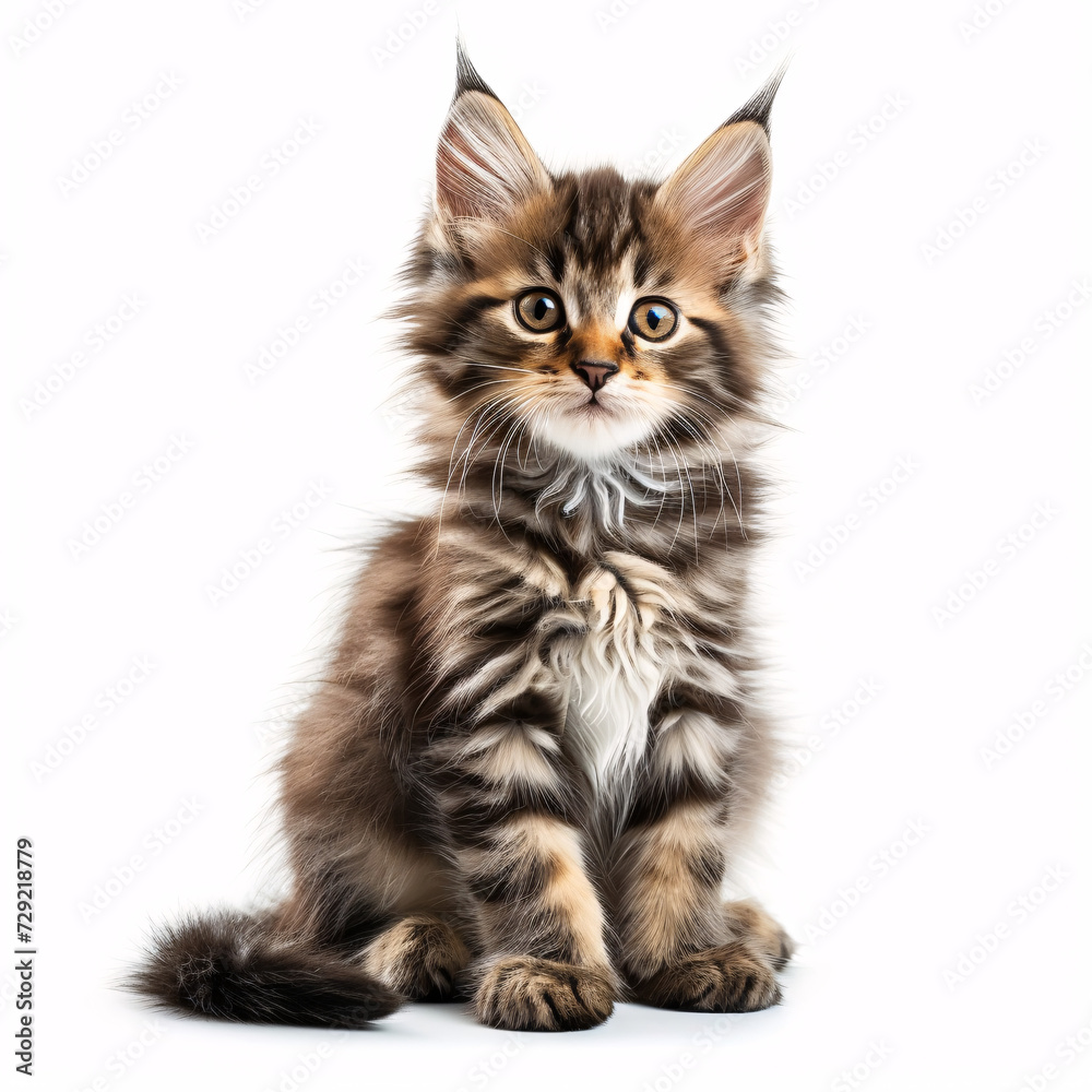 kitten isolated on white background with full depth of field and deep focus fusion
