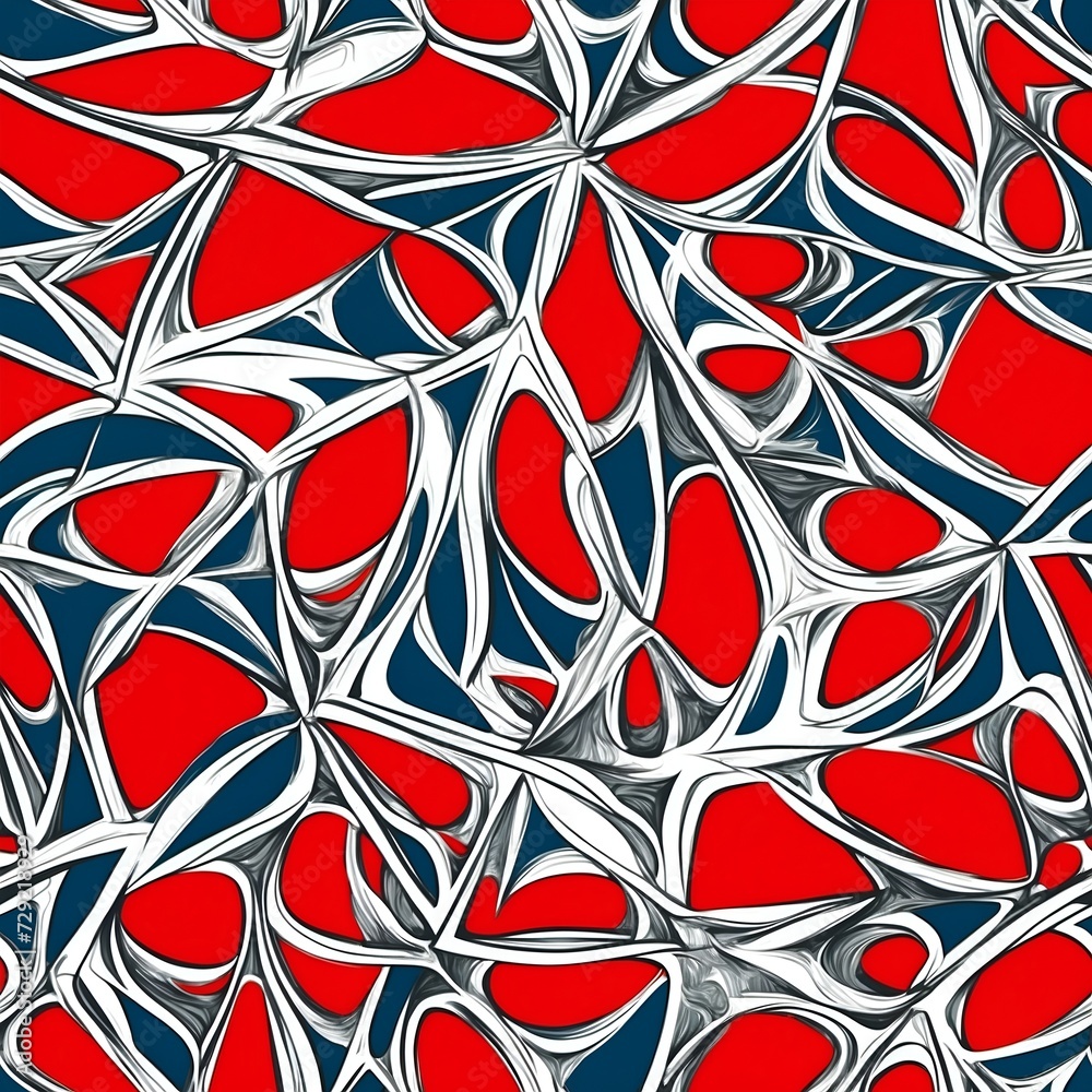 Red, White, and Blue Abstract Painting on a Seamless Pattern. Generative AI.