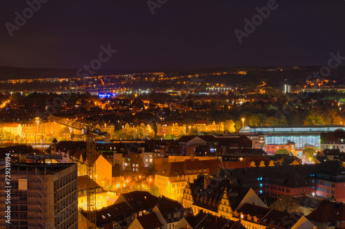 Erfurt   berblick Nachts Altstadt