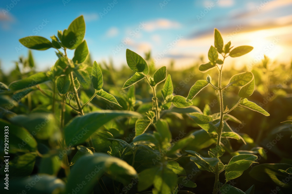 Close up of Soy in field.