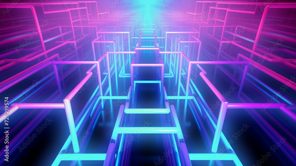 Abstract Image of a Maze With Neon Lights. Background, wallpaper. Abstract Image of a Maze With Neon Lights. Background, wallpaper.