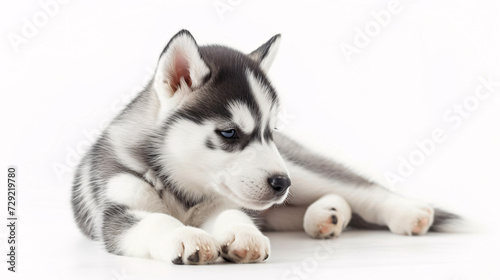 Husky dog isolated on white background with full depth of field and deep focus fusion 