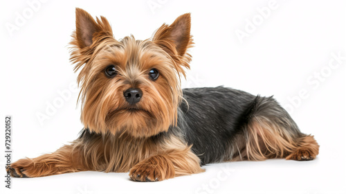Yorkshire Terrier dog isolated on white background with full depth of field and deep focus fusion 