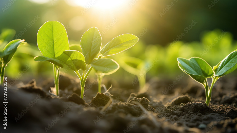 Growing soy, Young soy in field. Growing soy, Young soy in field.