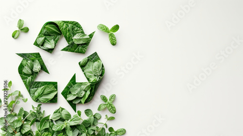 Group of Green Leaves Surrounding a Recycle © reddish