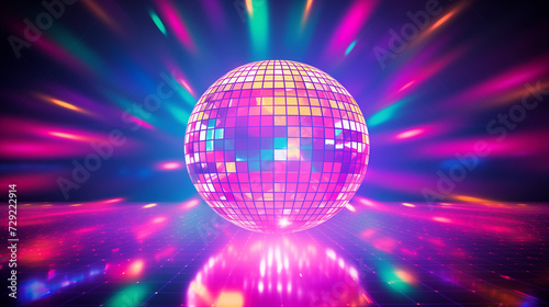 Disco Ball With Colorful Neon Lights in the Background